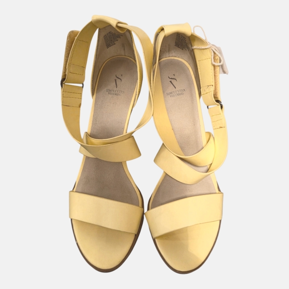 🐞2/$15 - Simply Vera Vera Wang Braestar Strappy Dress Sandals Size 8.5M Yellow